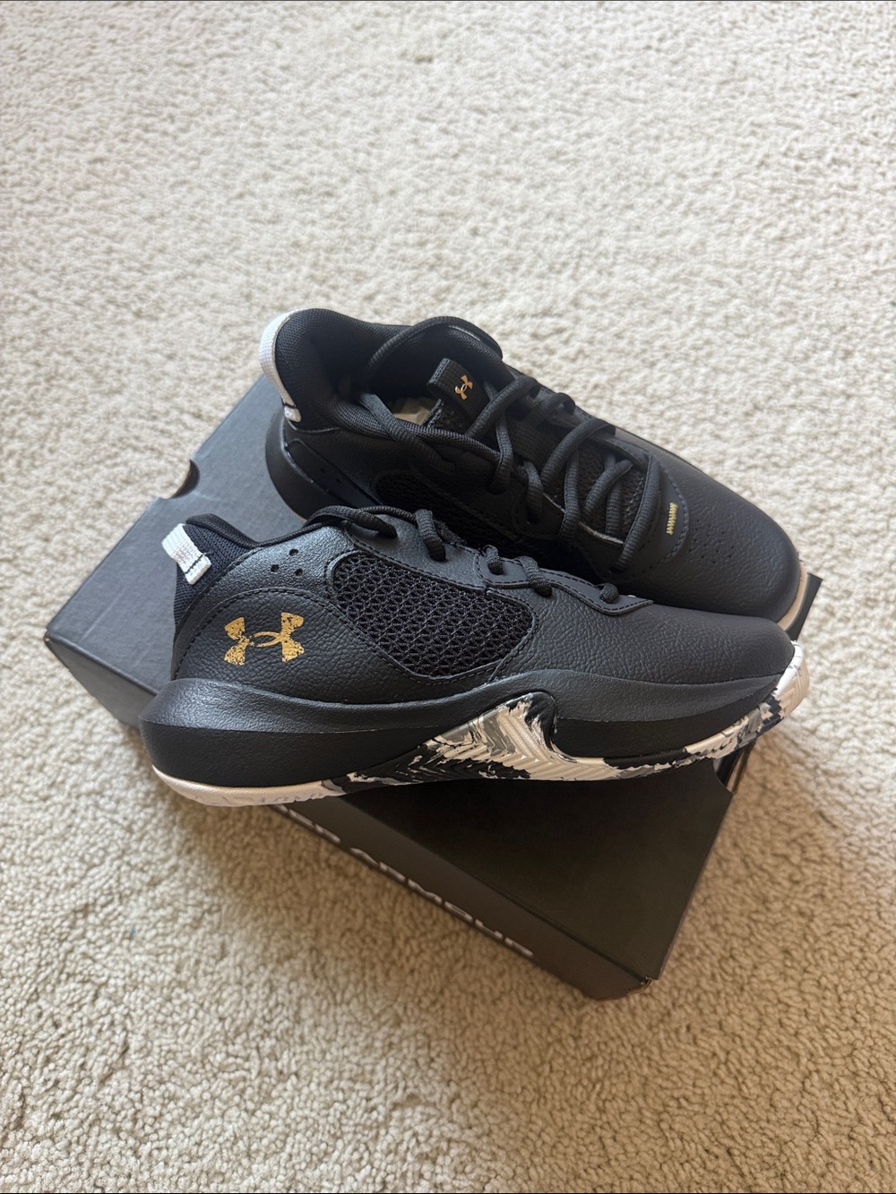 Under Armour Black and Gold PS Lockdown 6 Athletic Basketball Sneakers